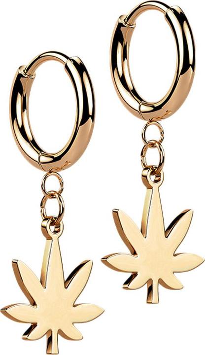 Star Piercing Ohrring rosegold Anhänger Hanfblatt (ohne Messing, Chirurgenstahl 316L)