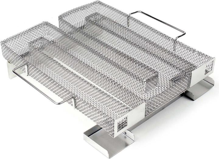 Actual product image Wiltec BBQ Cold Smoke Generator 22.5x22.5x5.5cm Tray of Stainless Steel to Cure Meat, Fish, Cheese, Veg etc