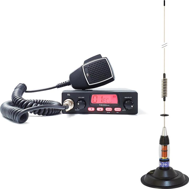 Image du produit Aim TTi Kit radio CB TTi TCB-550 EVO + antenne PNI ML70 avec aimant, 70 cm, 26-30 MHz, 200 W