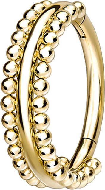 Produktbild Star Piercing Micro Segmentring klappbar vergoldet doppellinie mit Kugeln (ohne Messing, Chirurgenstahl 316L)