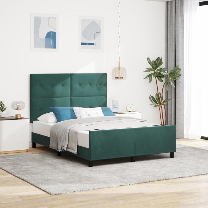 Produktbild VidaXL Bettgestell Dunkelgrün 140x200 cm Samt (140 x 200 cm)