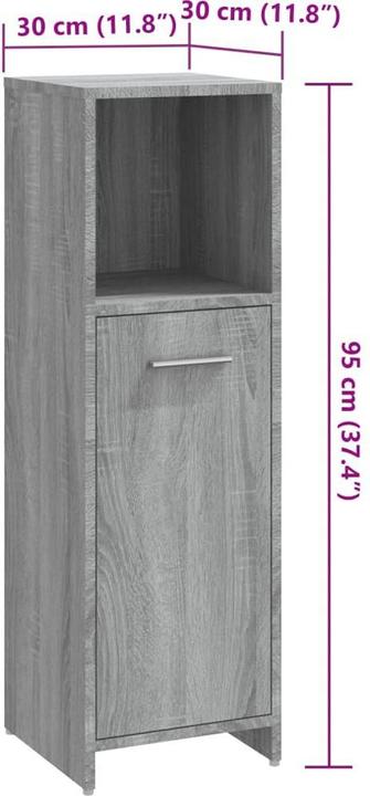 Actual product image VidaXL Badschrank Grau Sonoma 30x30x95 cm Holzwerkstoff,Farbe (30 x 30 x 95 cm)