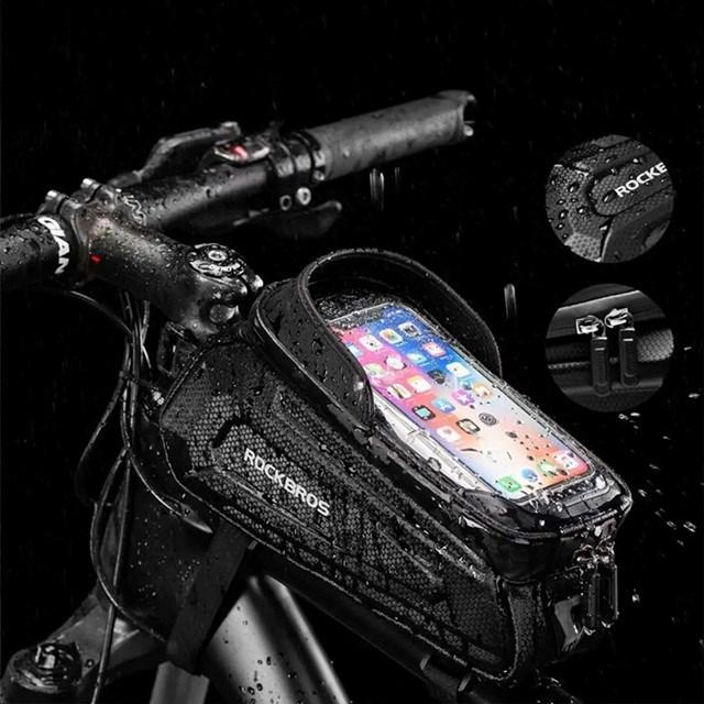 Produktbild Rockbros B68 armored bicycle bag with phone cover 1.5l - black (1.70 l, Gepäckträgertasche)