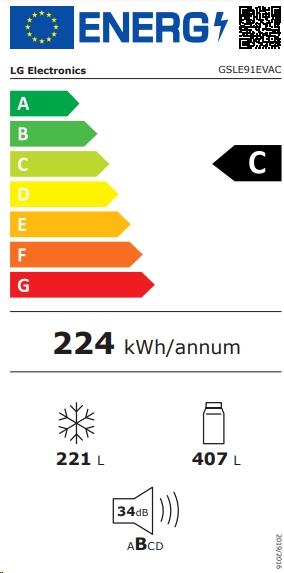 Energie-Label LG Stand SidebySide Kombination628 l, C (628 l)