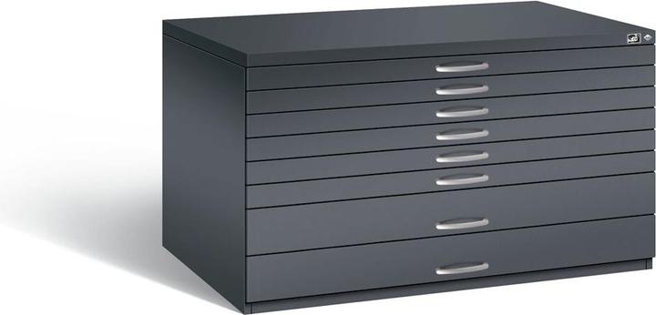 Actual product image C+P Drawing cabinet, A0, 8 drawers, height 760 mm, black grey.