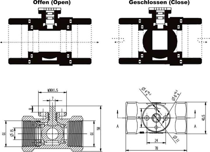 Produktbild Wiltec 2-Wege Zonenventil DN25 33,7mm (1") Zweiwegeventil 230VAC Kugelventil