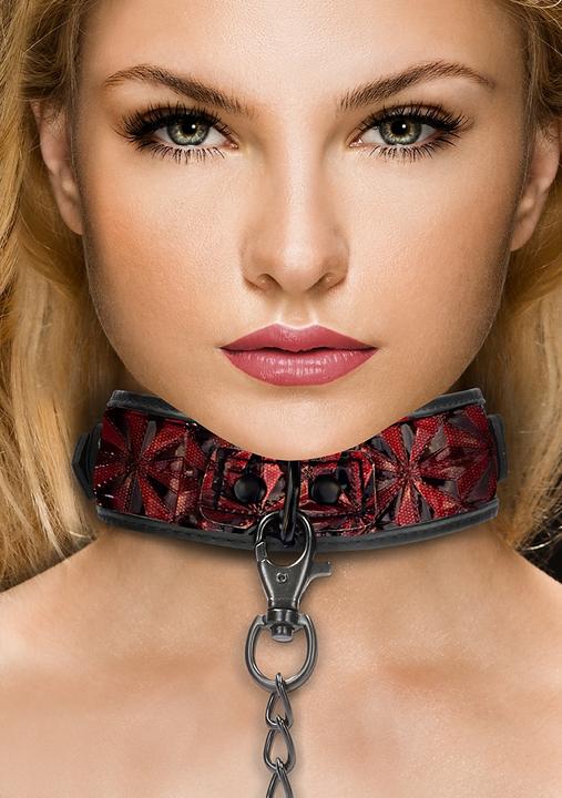 Actual product image Ouch! Luxury Collar with Leash - Burgundy