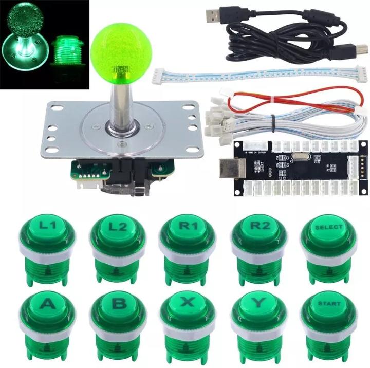 Image du produit NoName Kit boutons et joystick d'arcade rétroéclairés par LED - Vert