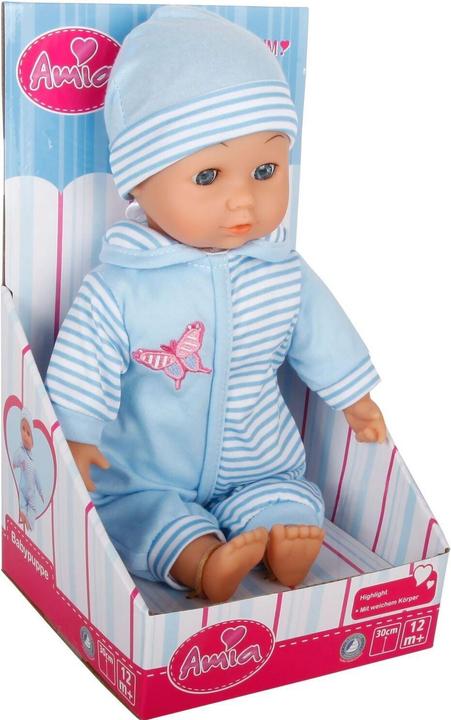 Produktbild Amia Weichbaby Baby Puppe 30cm Junge Blau