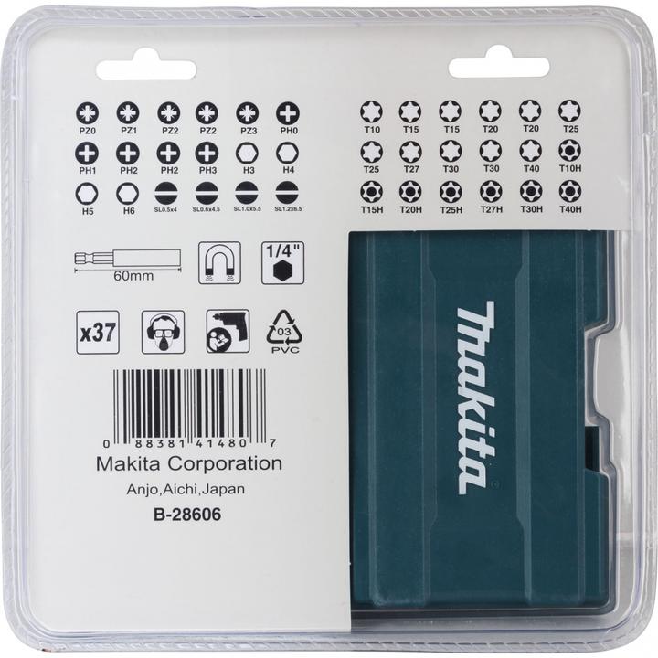 Actual product image Makita BitSet D37194 (4, 4.5, 5.5, 6.5, 27, 40, PH0, PH1, PH3, PZ0, PZ1, PZ3, TX10, 15h, 20H, 25H, 27H, 30H, 40H, H3, H4, H5, H6, PH2, PZ2, TX15, TX20, TX25, TX30)
