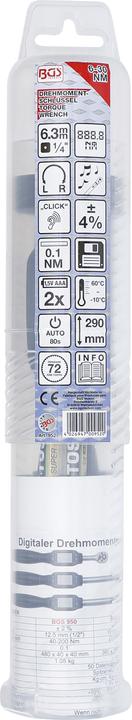 Produktbild BGS Digitaler Drehmomentschlüssel Abtrieb Aussenvierkant 6,3 mm (1/4") 6 - 30 Nm (1/4", 6 Nm, 30 Nm)