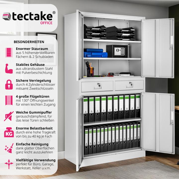 Actual product image tectake Filing cabinet with 2 drawers (90 x 40 x 180 cm)