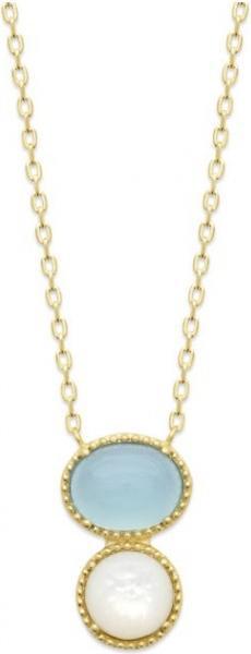 Lara Vergoldete HALSKETTE - 40+2+3 - BLAUER ACHAT - PERLE