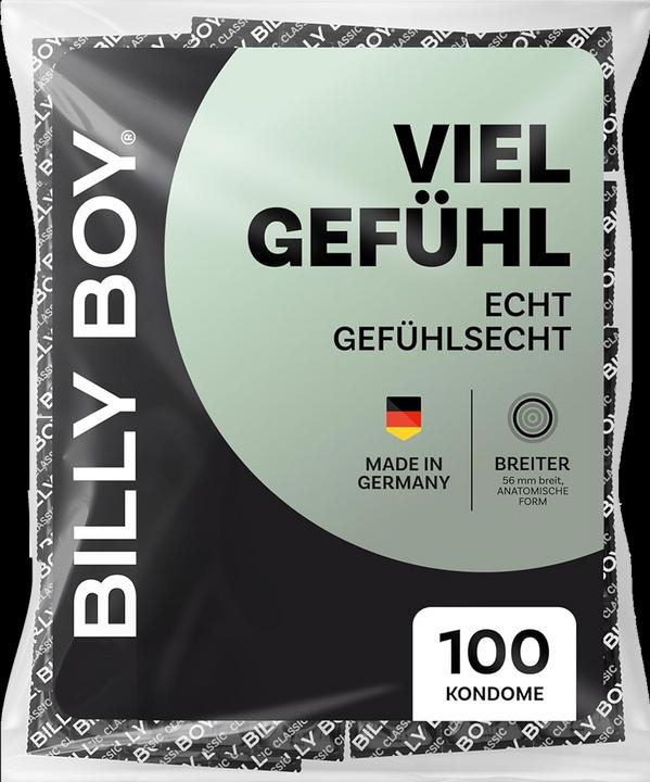 Produktbild Billyboy Billy Boy «Viel Gefühl» Kondome – 100 Stück, anatomisch, befeuchtet, 56 mm, vegan, nachhaltig (100 Stk.)