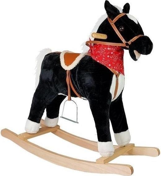 Produktbild Lean Toys Schwarz-weisses Schaukelpferd, Geräusche, Bewegungen, Schnauze, Schwanz, 74 cm