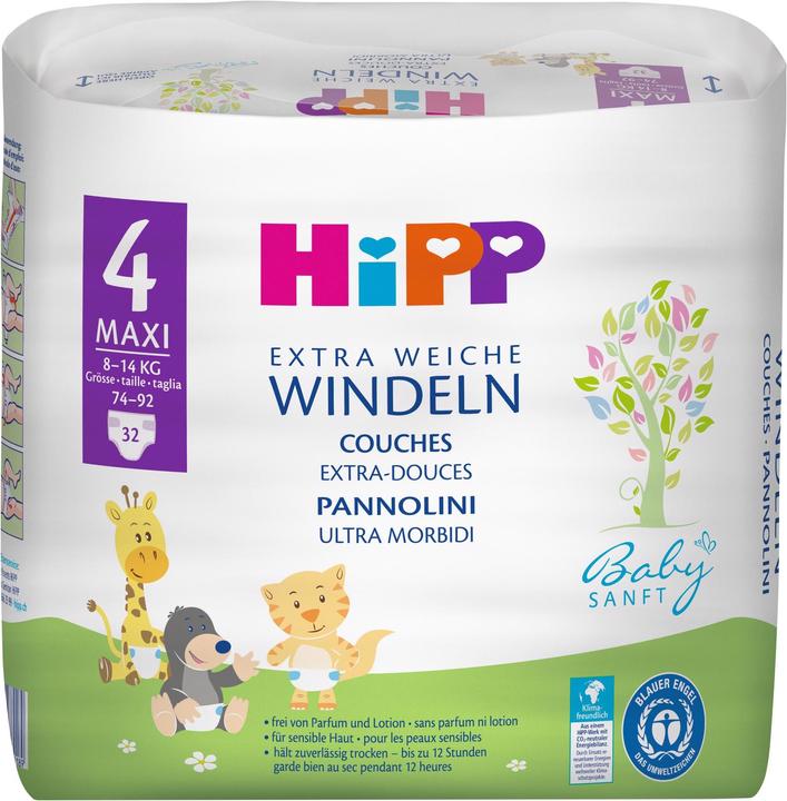 Hipp Babysanft extra soft (Size 4, Pack, 32 Piece)