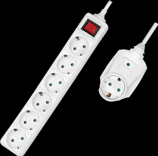 Immagine prodotto LogiLink Presa di corrente a 7 vie + interruttore, 6x CEE 7/3 + 1 spina passante, 2 m (6 x, CEE 7/3, 2 m)
