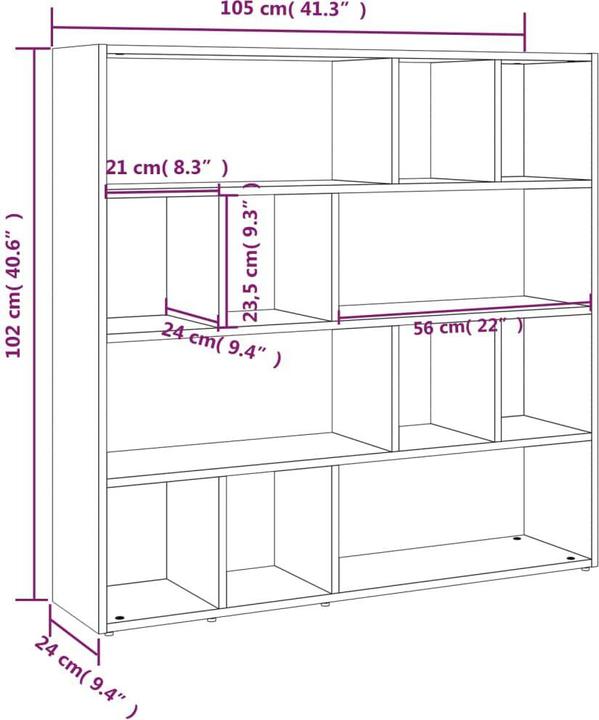 Produktbild VidaXL Bücherregal (105 x 24 x 102 cm)