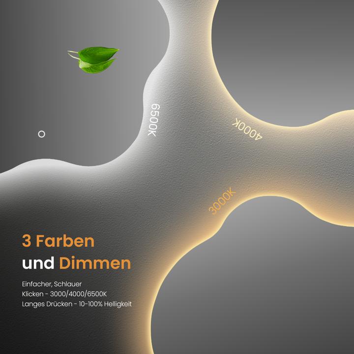 Produktbild Emke Badspiegel mit Beleuchtung 60*50cm,Beschlagfrei, 3 Farbtemperaturen(3000K-6500K) und dimmbaren