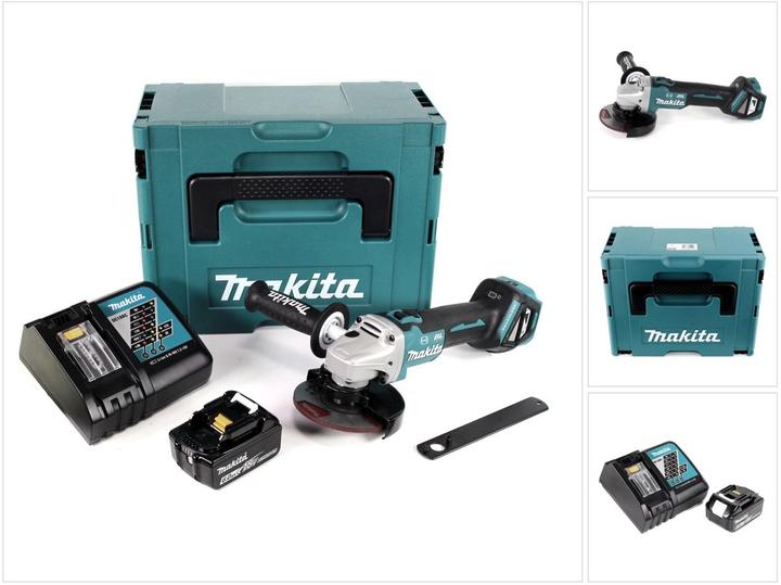 Immagine prodotto Makita DGA 513 RG1J Smerigliatrice angolare a batteria 18V 125mm in valigetta Makpac + 1x Batteria 6 (125 mm)