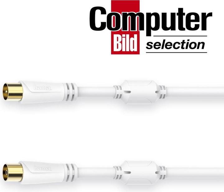 Produktbild Hama Antennen-Kabel, Koax-Stecker - Koax-Kupplung, vergoldet, 0,75 m, 100 dB (100 dB, Antennenkabel)