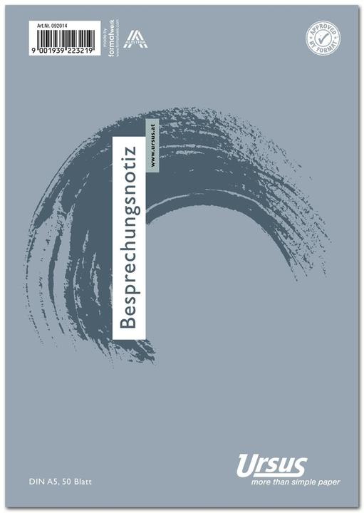 Produktbild Staufen Gesprächsnotizblock Original,am Kopf geleimt,2-fach gelocht,A5,50 Blatt (A5)
