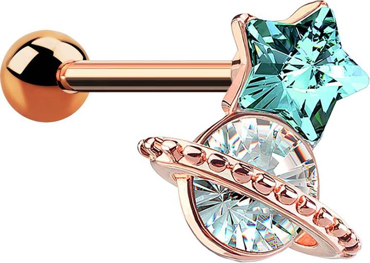 Star Piercing Micro Barbell rosegold Sternkristall mit Kristall (Chirurgenstahl 316L, Messing)