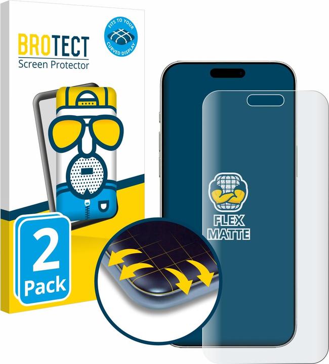 Immagine prodotto BROTECT Protezione dello schermo a schermo intero Pellicola antiriflesso opaca (2 Pezzo/i, Apple iPhone 16 Pro)