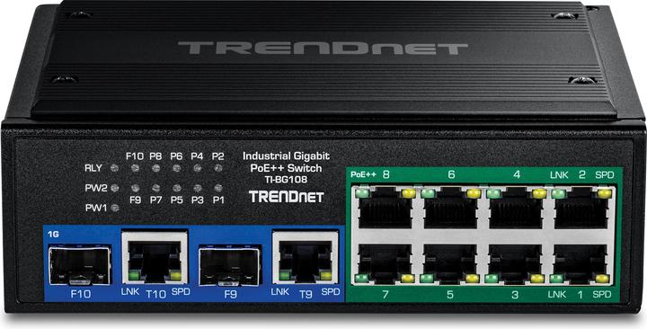 Actual product image Trendnet 10-Port Industrial Gigabit PoE++ DIN-Rail Swit (10 Ports)