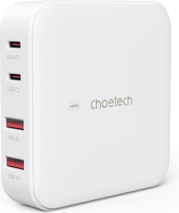 Image du produit Choetech PD8008 Chargeur rapide GaN 100W 2x USB-A / 2x USB-C - blanc (100 W)