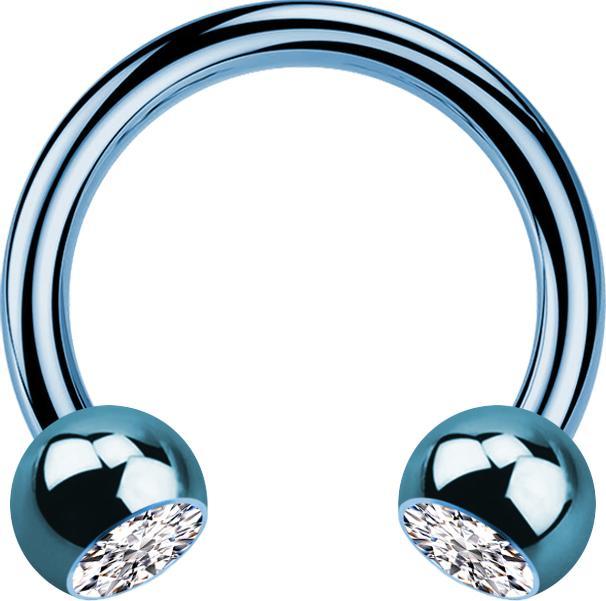 Produktbild Star Piercing Micro Circular Barbell hellblau mit zwei Kugeln Kristall silber (Titan G23, ohne Messing)