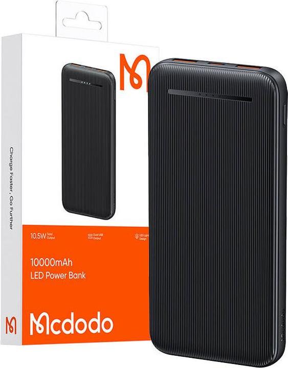 Produktbild Mcdodo Power Bank MC-4631 Dual USB,10000mAh, 10.5W (black) (10000 mAh, 37 Wh)