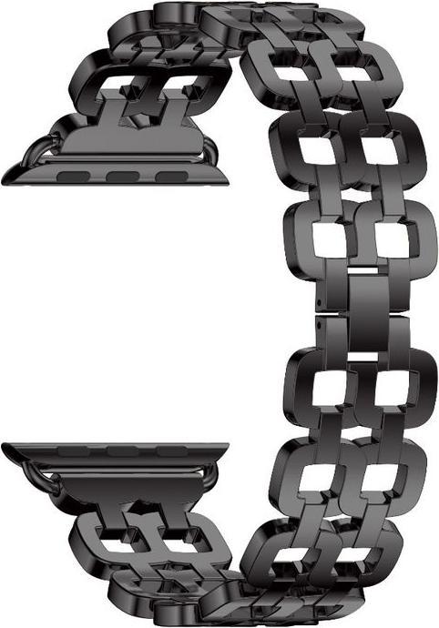 Produktbild Hermex Apple Watch 44mm / 42mm Luxus Edelstahl Ring Armband Metall SCHWARZ (42 mm, 44 mm, Edelstahl)
