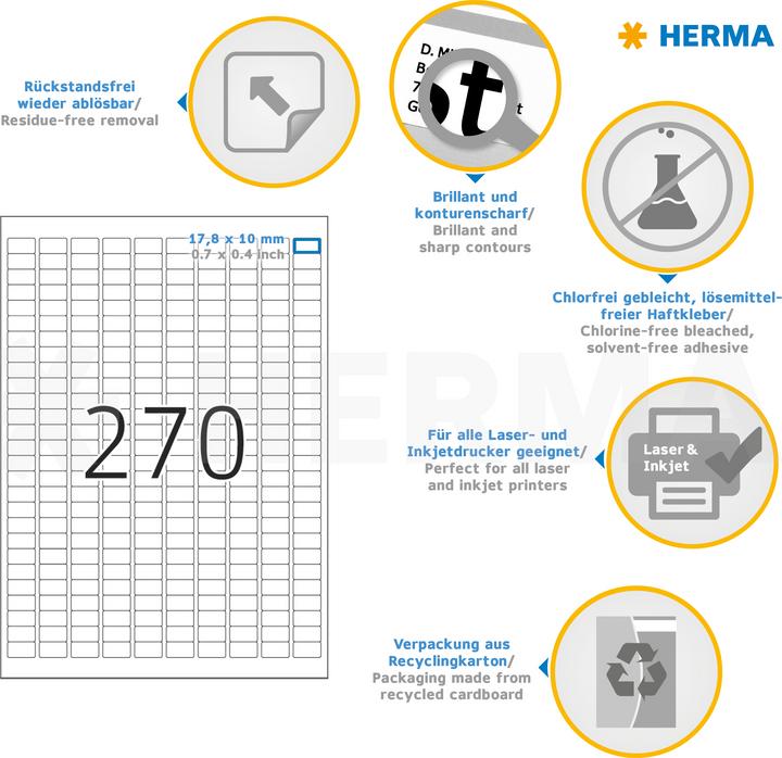 Image du produit HERMA Étiquettes détachables A4