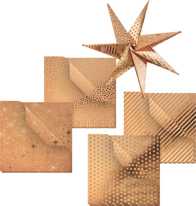 Produktbild Gebrüder Bertels Faltpapier "Kraftpapier Gold", 15 x 15 cm, 32 Blatt (110 g/m², 32 x)