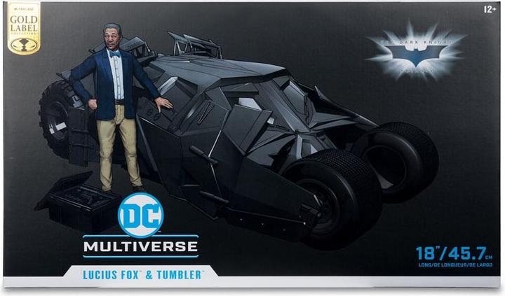 Actual product image McFarlane DC Multiverse Vehicle Tumbler with Lucuis Fox (The Dark Knight) (Gold Label)