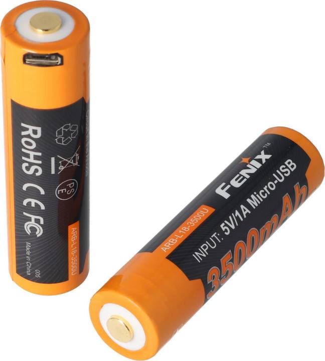 Actual product image Fenix Akku 18650 geschützt mit USB Ladefunktion, mit AccuSafe