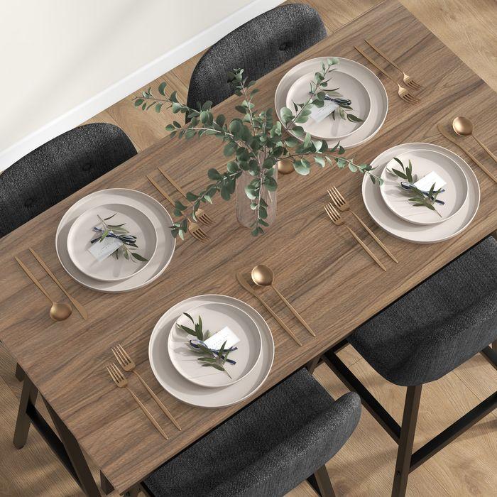 Produktbild Swisshandel24 Bartisch mit Barhocker Set, 5-teilig Essgruppe, Küchentisch, Bartisch Set, Braun (120 x 60 x 91 cm)