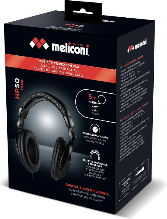 Produktbild Meliconi HP 50 PLUS Kopfhörer kabelgebunden A Pavilion TV Schwarz (Kabelgebunden)