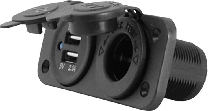 Lasmex Car/yacht cigarette lighter socket + USB-A 5V/2.1A + USB-A 5V/1A, in:12V/24V cable 1.4m LTC
