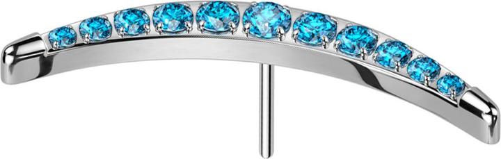 Star Piercing Threadless Mondsichel silber mit Kristallen aqua (Titan)