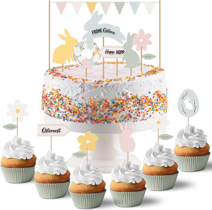 Papierdrachen Set di cake topper pasquali pastello 01 (18 x)