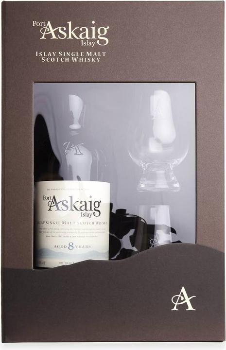 Image du produit Port Askaig Whisky Islay 8 Years Old Single Malt Scotch Whisky avec étui et 2 verres (Single Malt, Scotch Whisky, 1 x 70 cl)