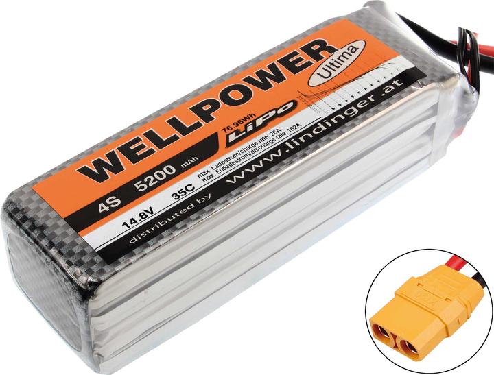 Produktbild Wellpower LIPO AKKU ULTIMA 5200 MAH / 14,8 VOLT 4S 35/70C CH5/8 XT-90 (14.80 V, 5200 mAh)