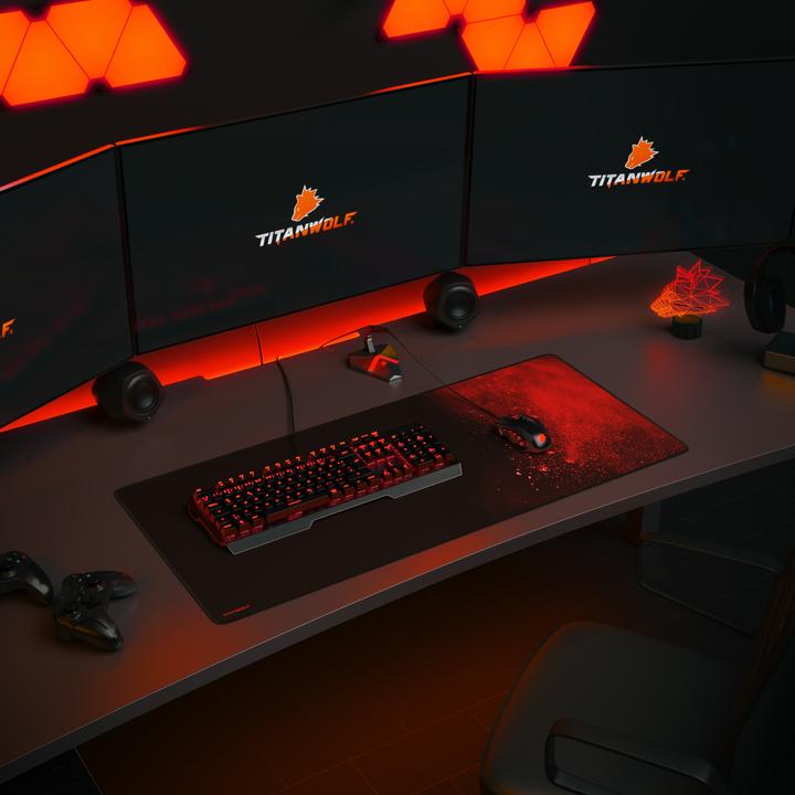 Produktbild Titanwolf Gaming Mauspad XXL, glattes Stoffgewebe, Speed Mausmatte 900 x 400mm grosse Fläche, Blood (XXL)