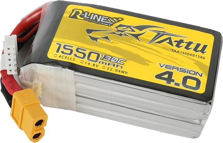 Immagine prodotto Tattu Accumulatore R-Line Versione 4.0 1550mAh 14.8V 130C 4S1P XT60 (14.80 V, 1550 mAh)