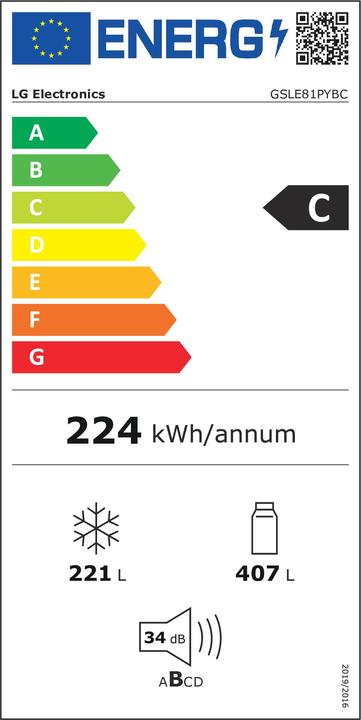 Energy Label LG GSLE81PYBC (628 l)
