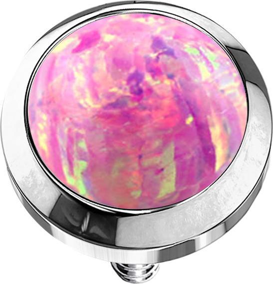 Star Piercing Dermal Anchor silber mit Opal pink (ohne Messing, Chirurgenstahl 316L)