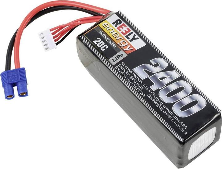 Produktbild Reely Modellbau-Akkupack (LiPo) 14.8V 2400 mAh Zellen-Zahl: 4 20 C Softcase EC3 (14.80 V, 2400 mAh)