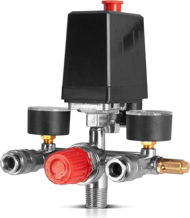 Produktbild Stahlwerk Druckschalter DE-20 ST 0-8 bar mit Manometer und 2 Schnellkupplungen